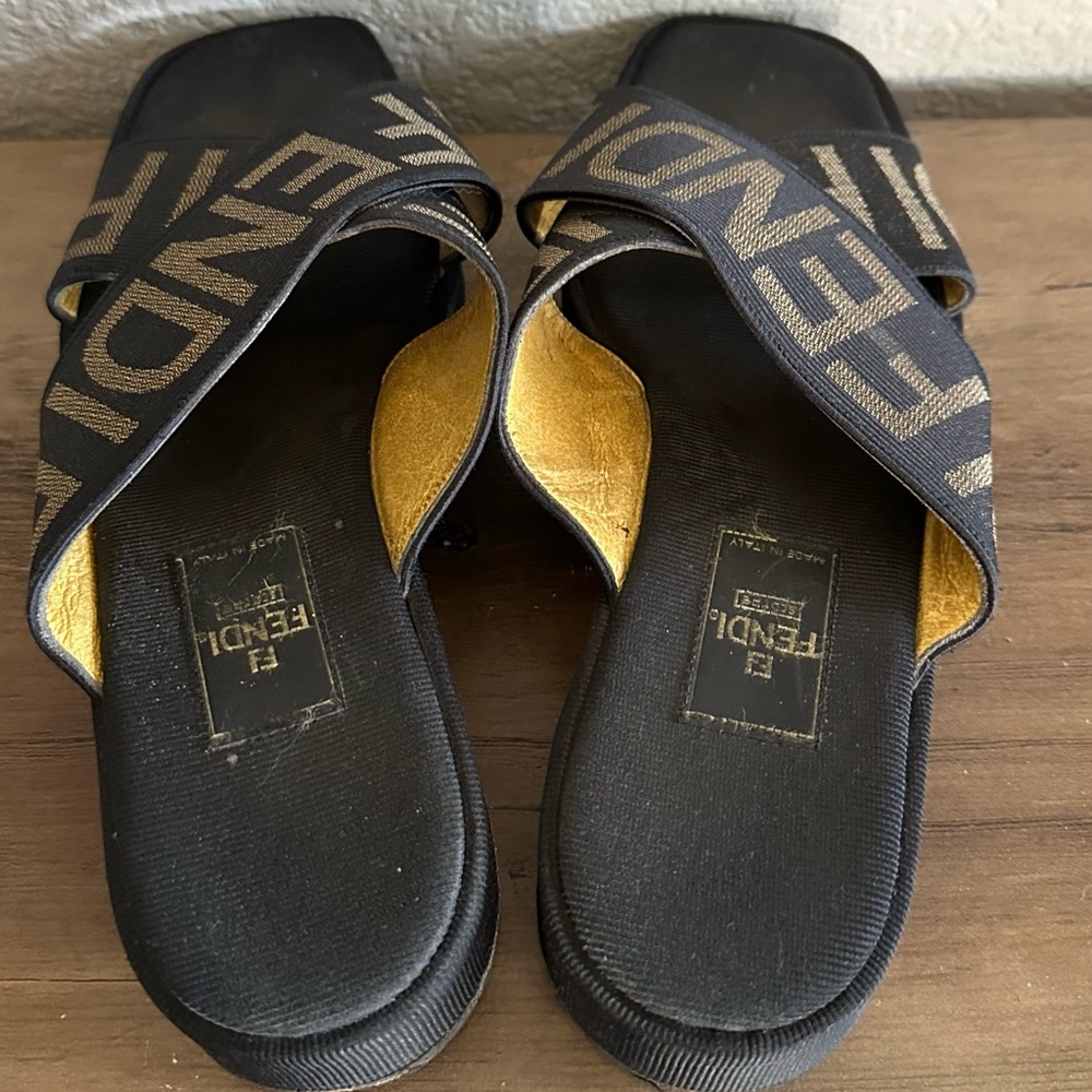 Fendi Fendigraphy Slide Sandals Size 8 - Picture 2 of 4